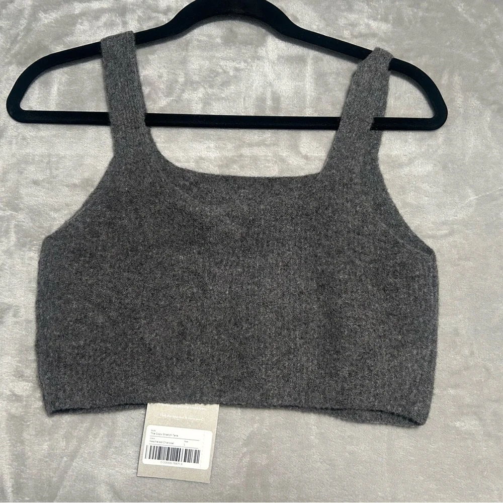 Everlane Cozy Stretch Crop Tank Top Women’s Large Charcoal Gray Wool Yak